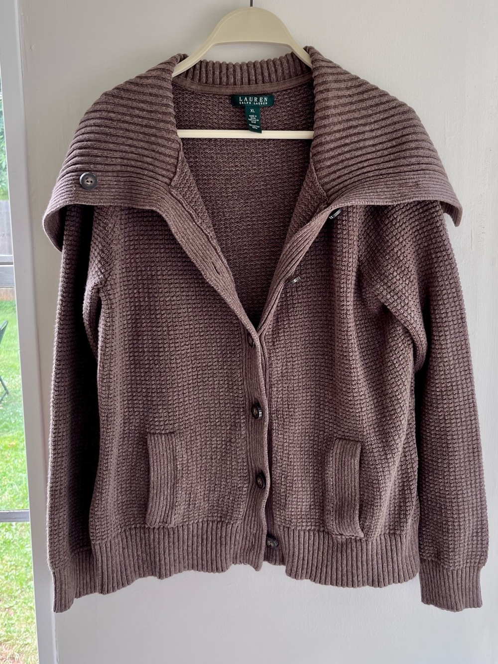 Ralph Lauren brown chunky sweater cardigan - Picture 1 of 4